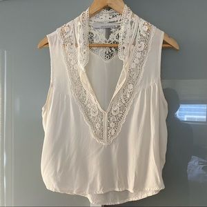 Stillwater Lace Accent Crop Top White Size S